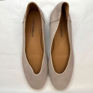 Lucky Brand Alanya Leather Ballet Flats Womens Size 10M Taupe Almond Toe